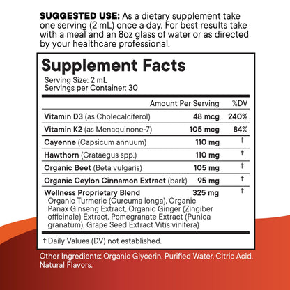NEW AGE Cayenne Pepper Liquid Drops with Hawthorn Berry, D3 K2, Beet Root, Cinnamon, Turmeric, and Ginseng – 8 oz