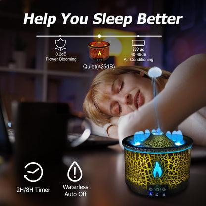 Cechlicht Volcano Diffuser 300ml – Flame & Volcano Mist Mode, Remote, Auto Shut-Off, 2 Colors | Essential Oil Diffuser