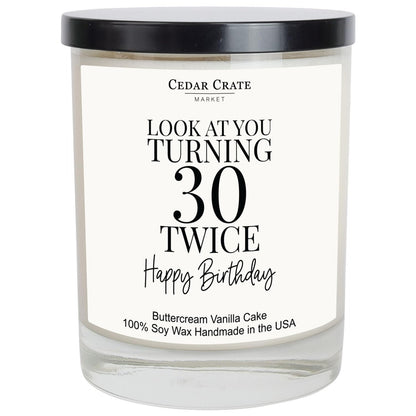 Cedar Crate Market 60th Birthday Gift Candle - Funny Buttercream Vanilla Soy Wax, Handmade USA