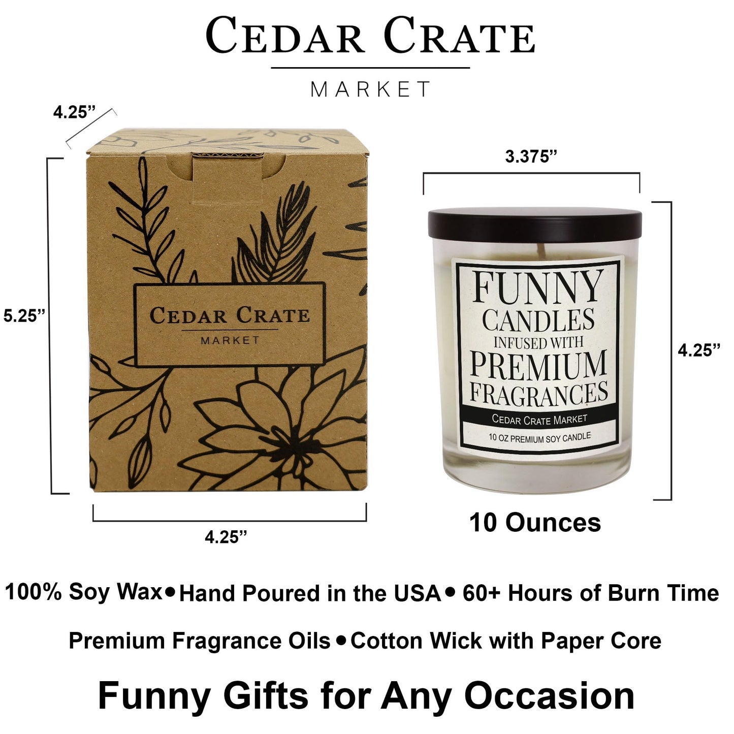 Cedar Crate Market 60th Birthday Gift Candle - Funny Buttercream Vanilla Soy Wax, Handmade USA