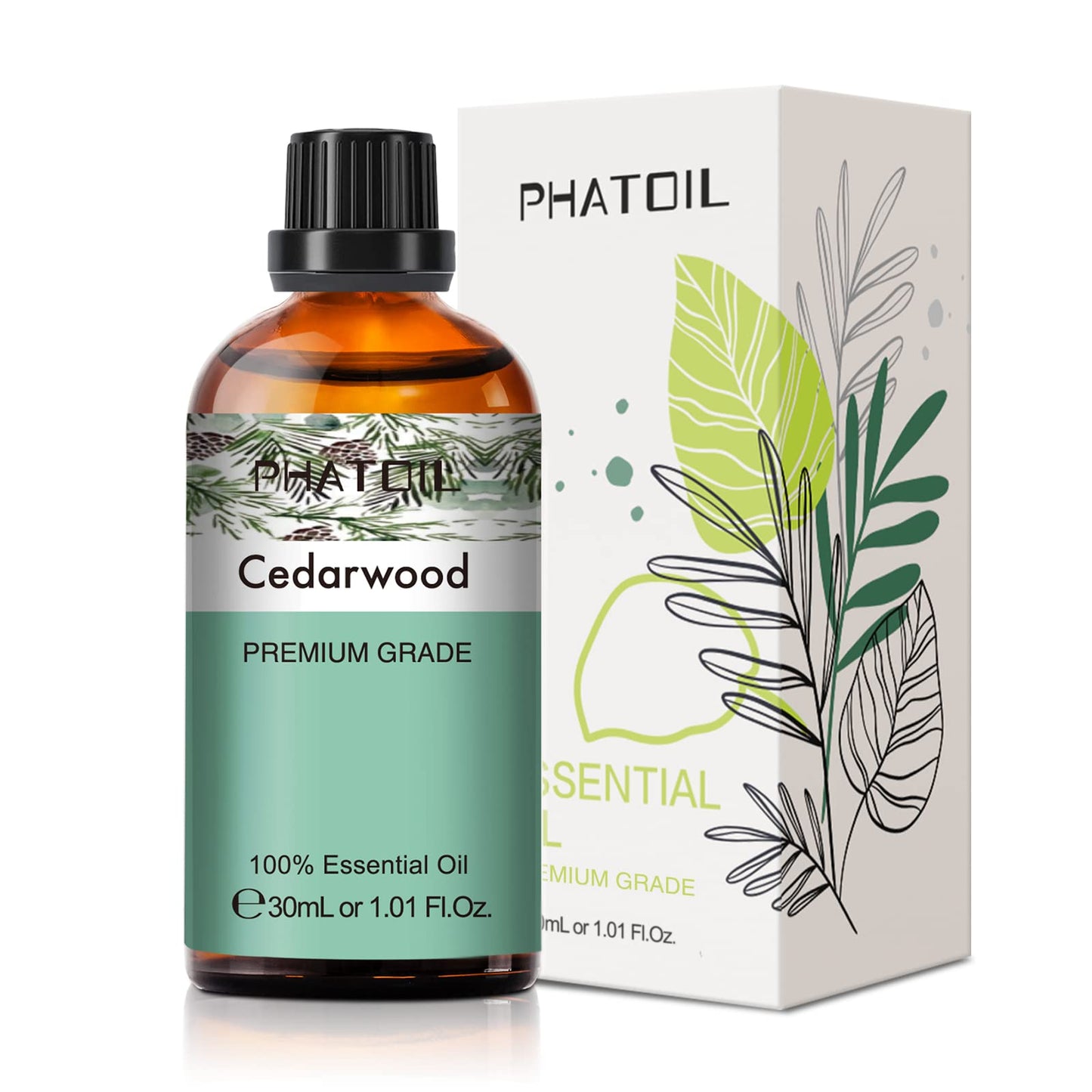 Cedarwood Essential Oil 30ml | PHATOIL Pure Essential Oil Singles for Aromatherapy, Diffusers & DIY Crafts