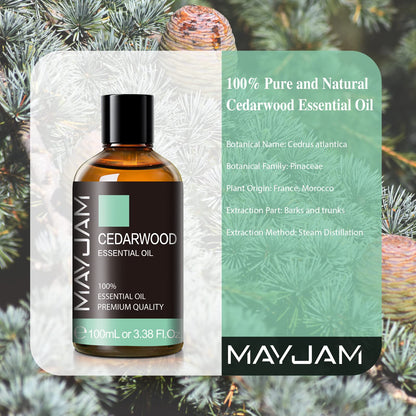 Cedarwood Essential Oil 100ML - MAYJAM Premium Grade with Glass Dropper