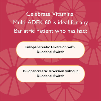 Celebrate Vitamins Multi ADEK Chewables with 60mg Iron | Bariatric Daily Multivitamin, Grape (60 Tablets) - Duodenal Switch & SADI/SIPS