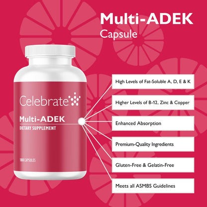 Celebrate Vitamins Multi ADEK Iron Free – Bariatric Multivitamin (180 Capsules)