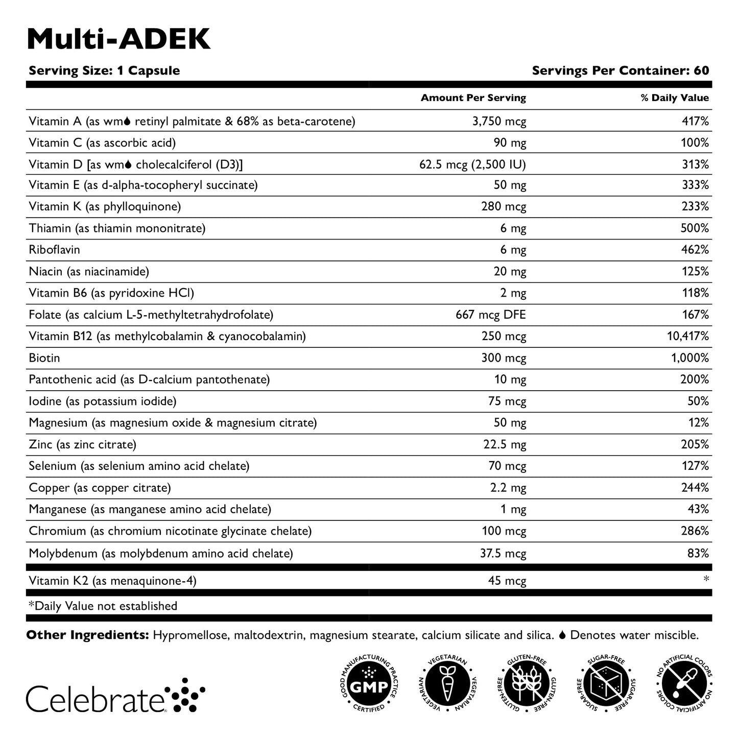Celebrate Vitamins Multi ADEK Iron Free – Bariatric Multivitamin (180 Capsules)