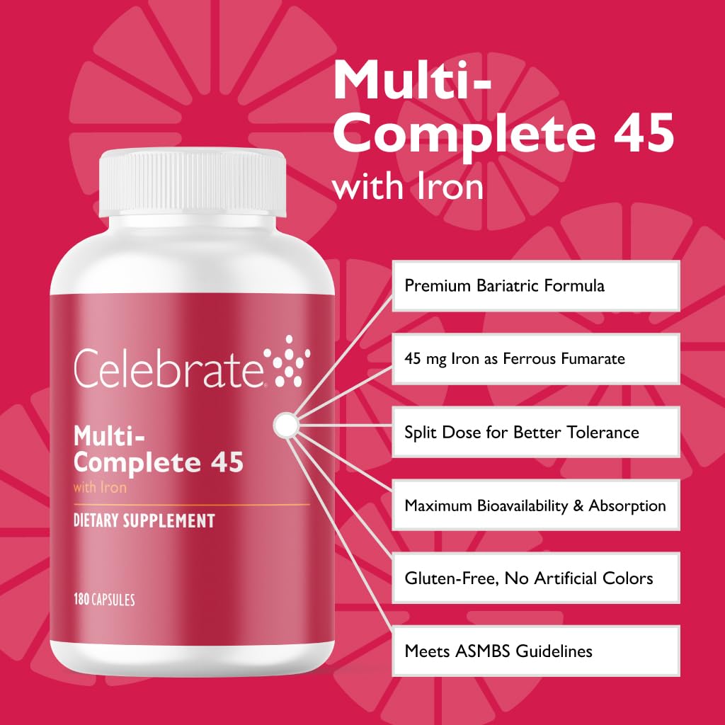 Celebrate Vitamins Multi-Complete 45mg Iron – Bariatric Multivitamin (180 Capsules)