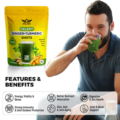 Celery Ginger Turmeric Shots – Detox & Digestive Wellness Powder