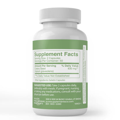 PURE ORIGINAL INGREDIENTS Celery Seed (100 Capsules) - 50 Day Supply