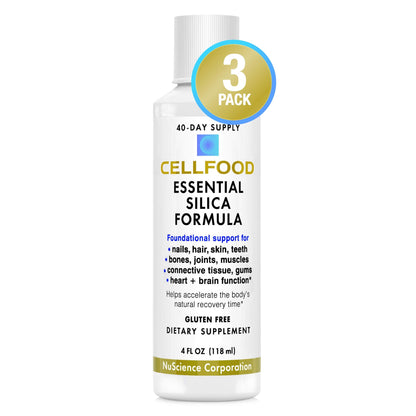 Cellfood Essential Silica – 4 oz, 3 Pack | Anti-Aging Formula for Bones, Joints, Hair & Skin