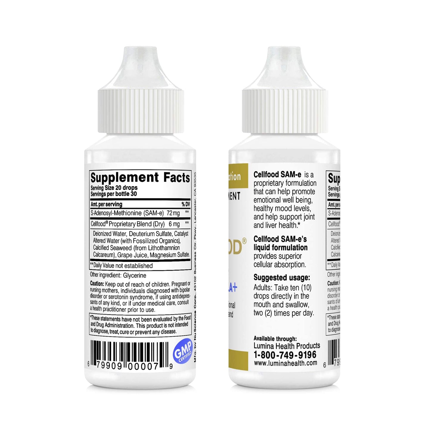 Cellfood SAM-e Liquid Formula+ | 1 fl oz Pack of 2 | Gluten Free & Non-GMO | Easier Absorption