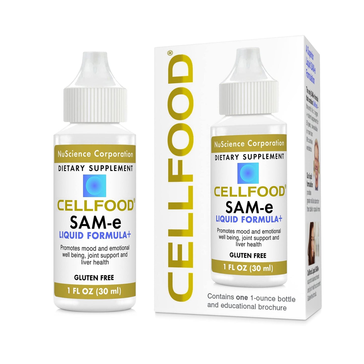 Cellfood SAM-e Liquid Formula+ 1 oz | Joint Support & Liver Health | Gluten Free, Non-GMO | 30-Day Supply
