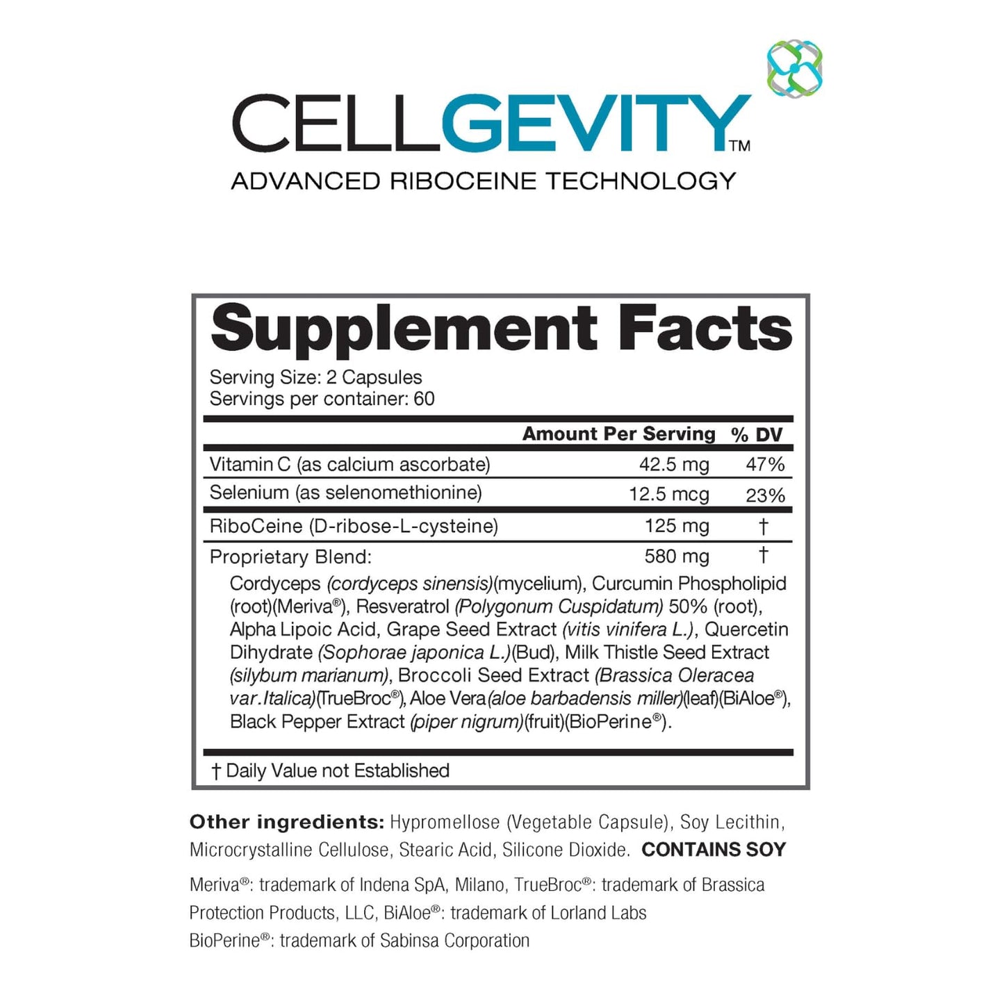 Cellgevity Advanced RiboCeine – 120 Veggie Capsules | 60 Servings