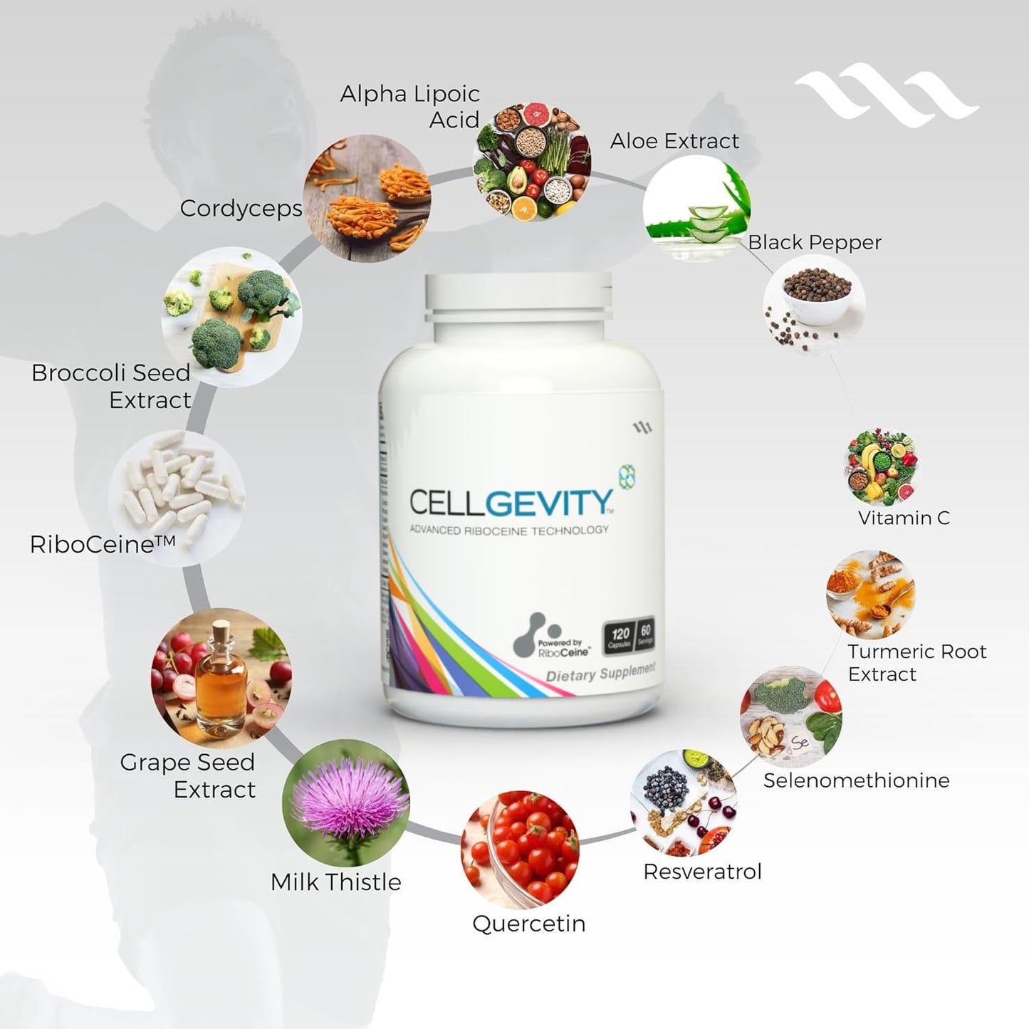 Cellgevity Advanced RiboCeine – 120 Veggie Capsules | 60 Servings