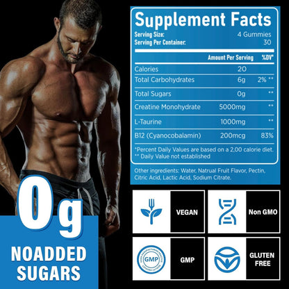 CellRestore Creatine Monohydrate Gummies – 120 Count, 5g Serving, Vegan, Sugar Free, Blueberry