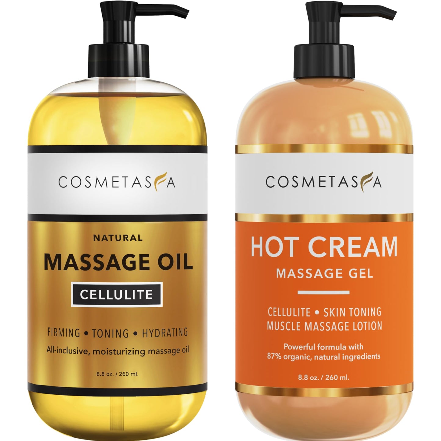 Cellulite Massage Oil & Hot Cream - 100% Natural, Firm, Tone & Tighten