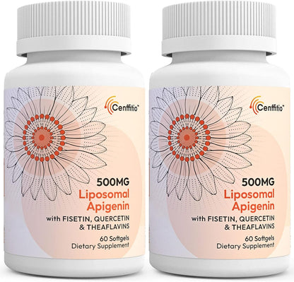 Cenffitio Liposomal Apigenin 500mg Softgels — Enhanced Absorption with Fisetin, Quercetin & Theaflavins (4-Month Supply)