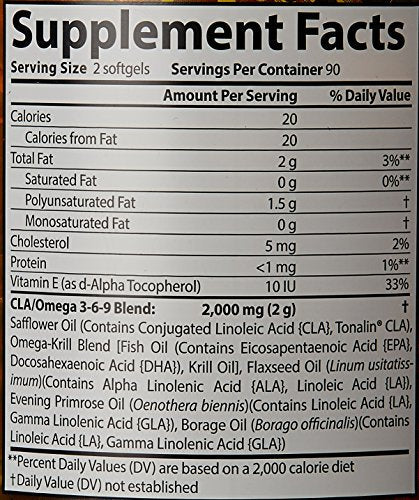 Censor - Fat Loss & Body Toning Supplement with CLA, Omega 3-6-9, 180 Softgels