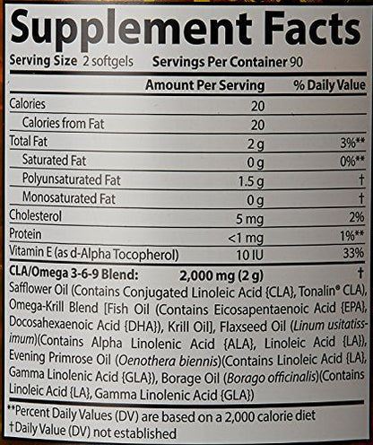 Censor - Fat Loss & Body Toning Supplement with CLA, Omega 3-6-9, 180 Softgels