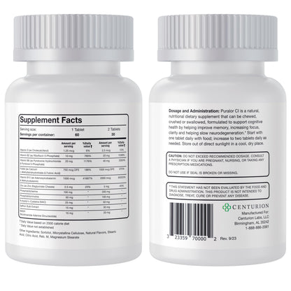 Centurion Puralor CI Brain Supplement | Memory & Focus, 60 Tablets
