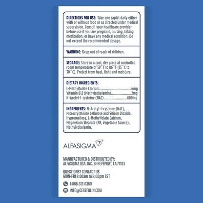 Cerefolin Brain Wellness - Targeted Cognitive Support with L-Methylfolate, NAC & B12