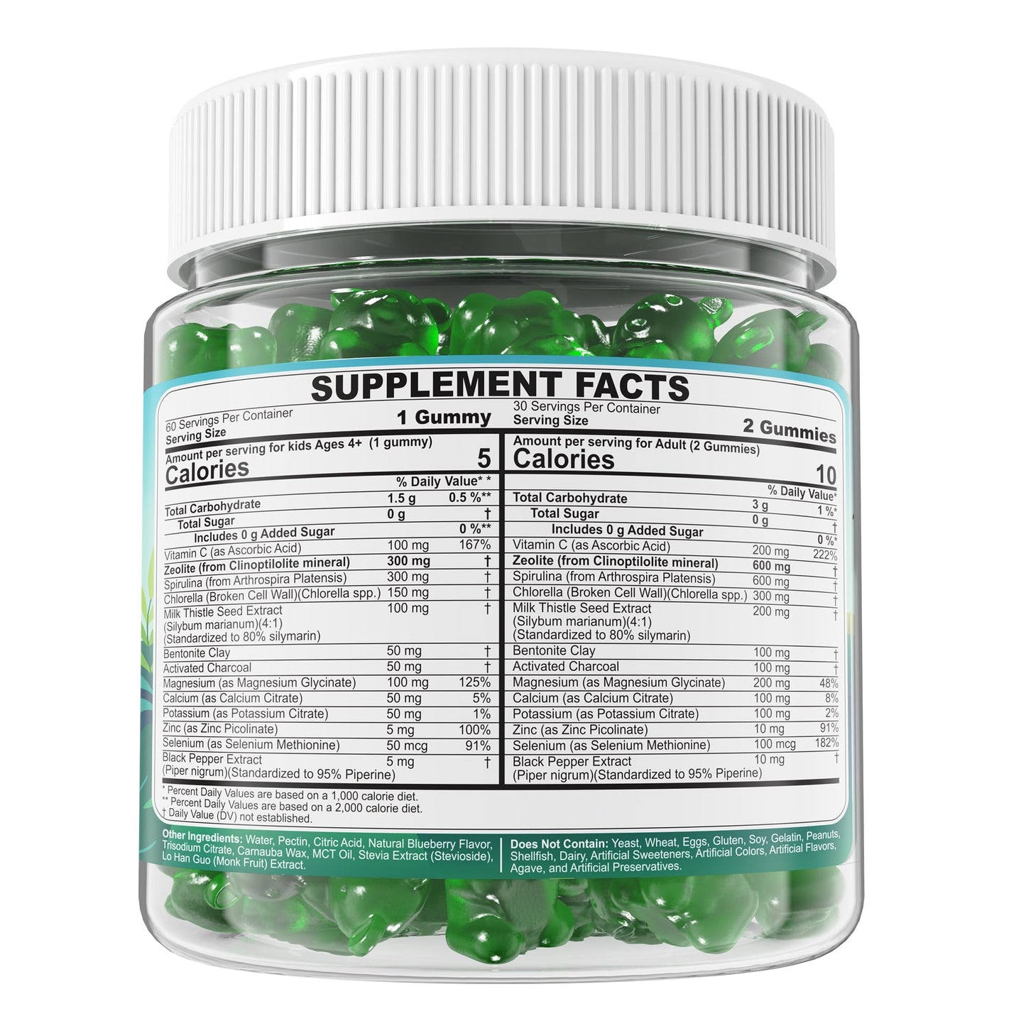 EnvyCure Zeolite Detox Gummies – Sugar-Free, Spirulina & Chlorella, for Kids & Adults – 120 Count
