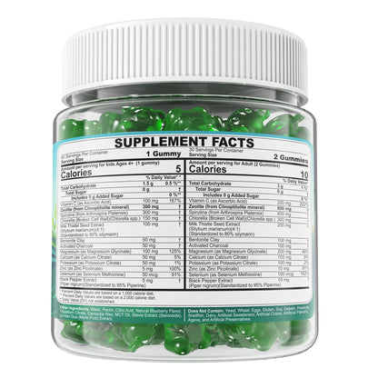EnvyCure Zeolite Detox Gummies – Sugar-Free, Spirulina & Chlorella, for Kids & Adults – 120 Count