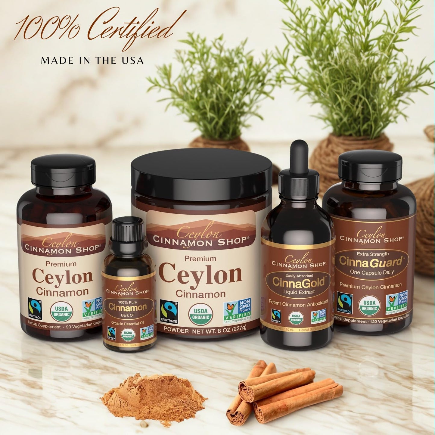 Ceylon Cinnamon Shop CinnaGuard Organic Cinnamon 2500mg – Extra Strength, 120 Count