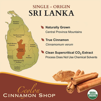 Ceylon Cinnamon Shop CinnaGuard Organic Cinnamon 2500mg – Extra Strength, 120 Count