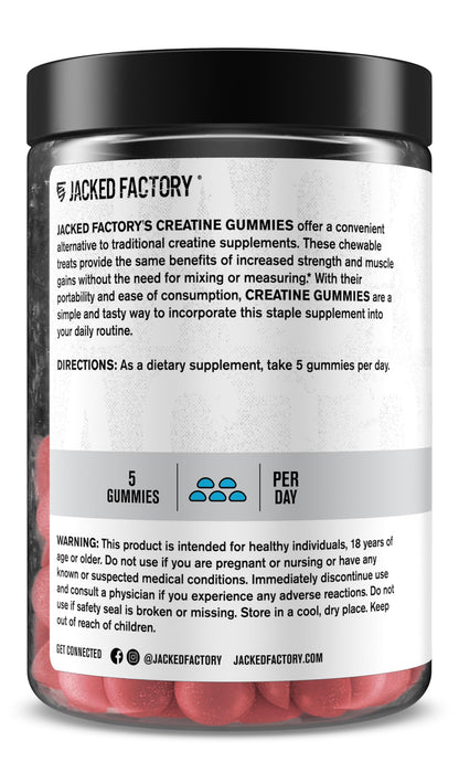 Jacked Factory Creatine Gummies – 5g Daily Dose (1g per Gummy) – Vegan, Third-Party Tested, 150 Gummies, Blue Raspberry