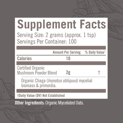 OM MUSHROOM SUPERFOOD Chaga Powder – 7.05 oz, 100 Servings, Organic