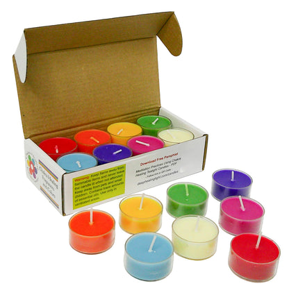 Chakra Colored & Scented Tealight Candles - 16 Pcs, 60+ Hours Burn Time