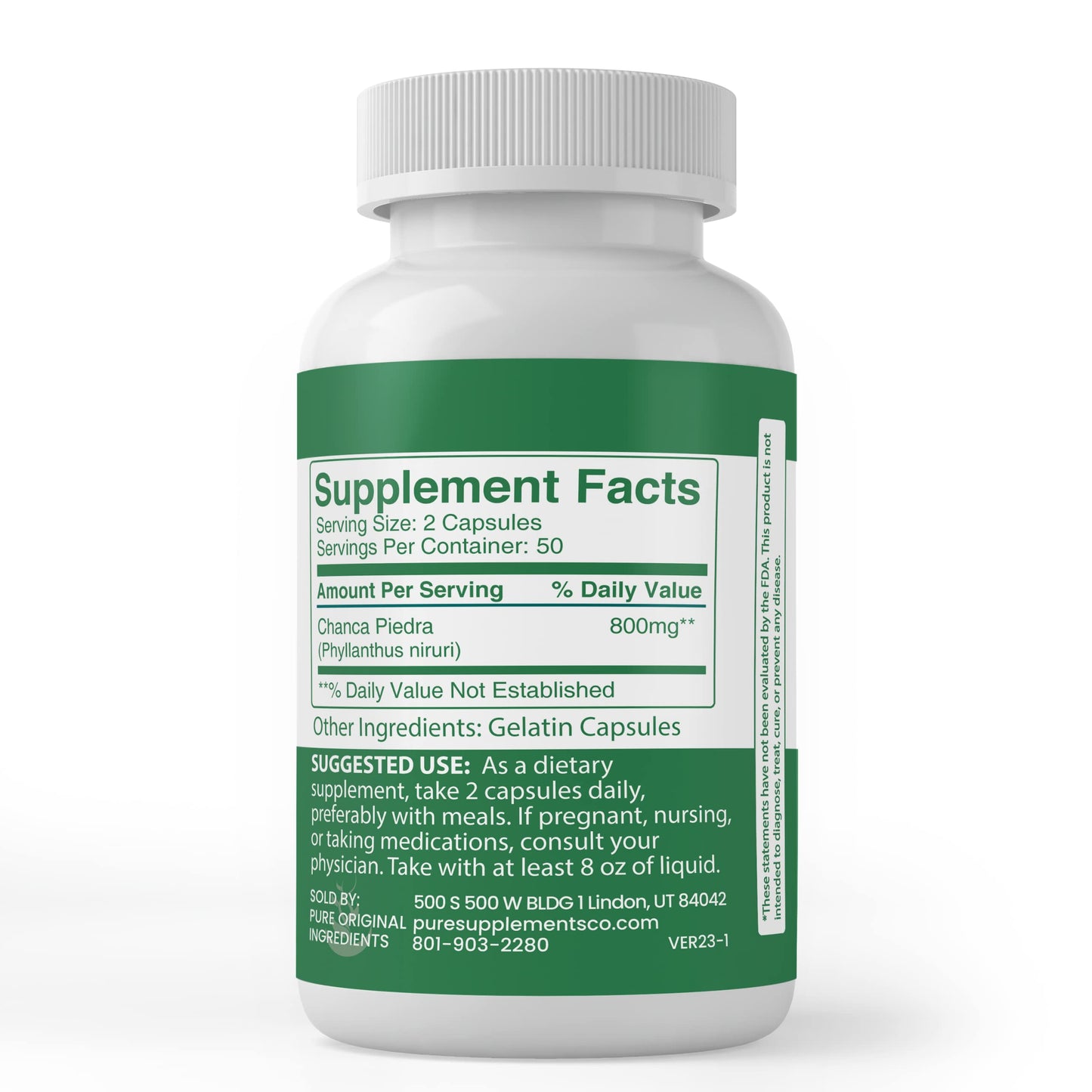 Pure Original Chanca Piedra Capsules (100) — No Additives, Lab Verified