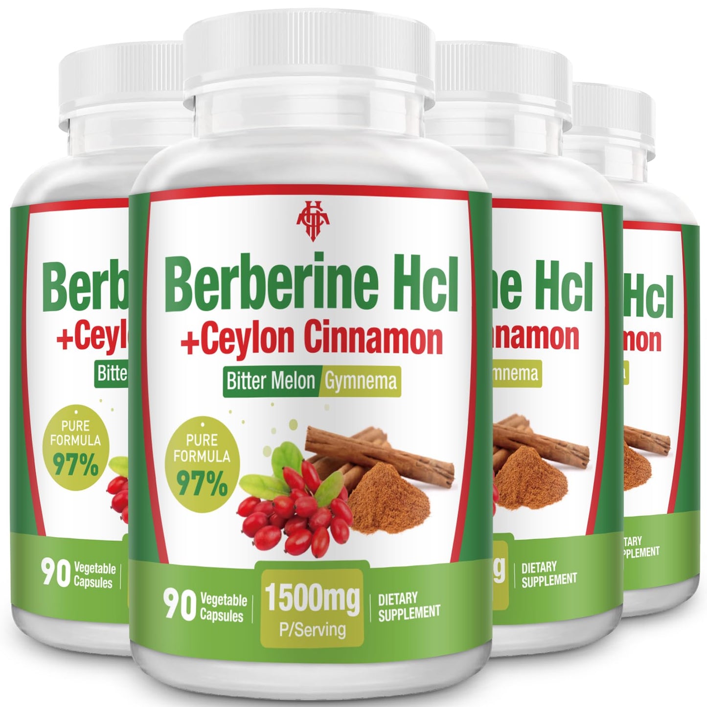 CHANUBITO 4-Pack Organic Berberine Supplement – High Potency Berberine HCl, Non-GMO