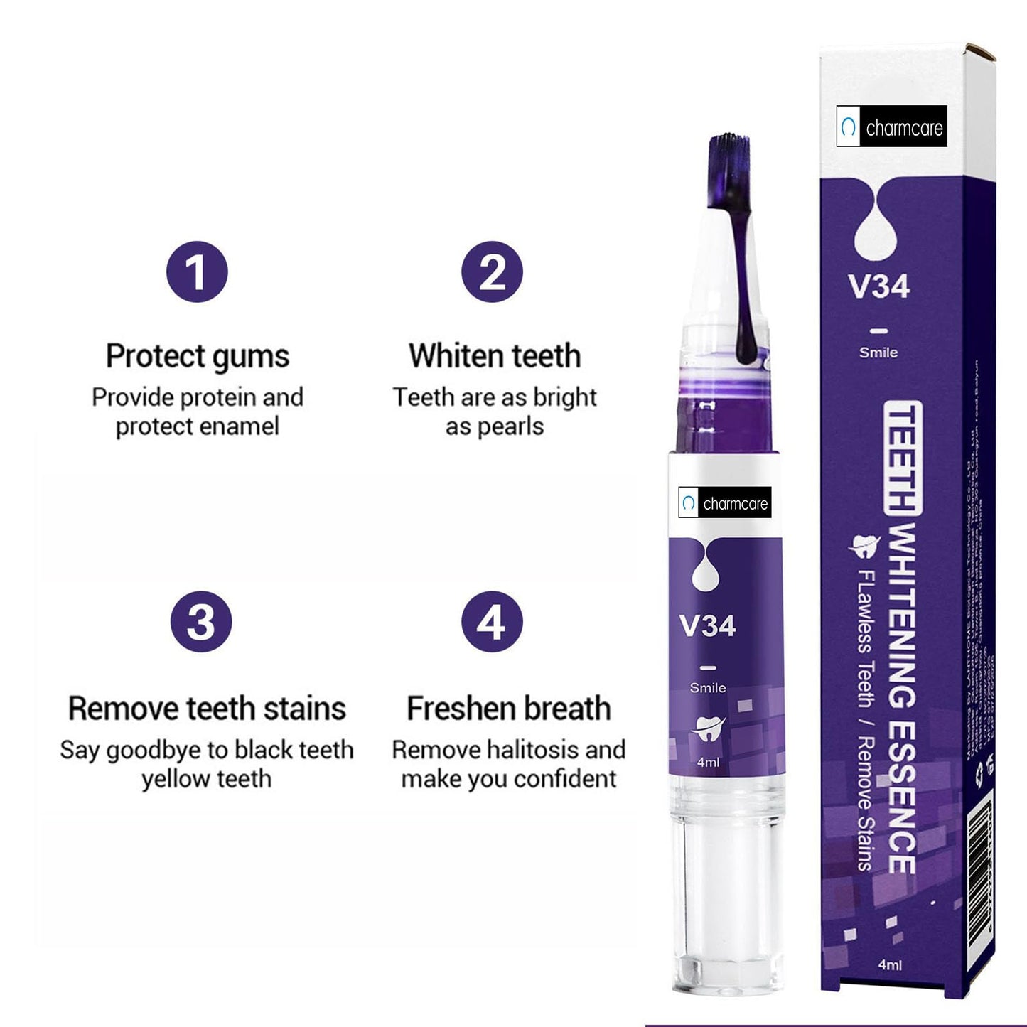 CharmCare Teeth Whitening Gel Pen - Color Correcting, No Sensitivity, Travel-Friendly (2PCS)