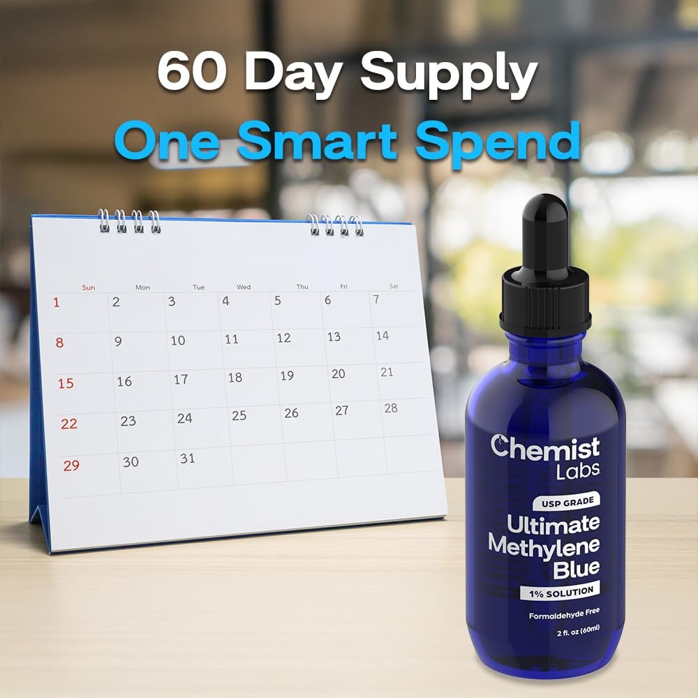 Chemist Labs 1% Methylene Blue Drops – USP Grade, 99% Purity, Made in USA, 2oz