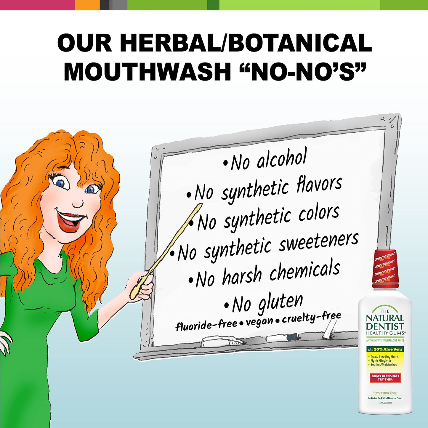 The Natural Dentist Healthy Gums Antigingivitis/Antiplaque Rinse – Aloe Vera, Alcohol-Free, Chemo-Safe, 3x16.9 oz