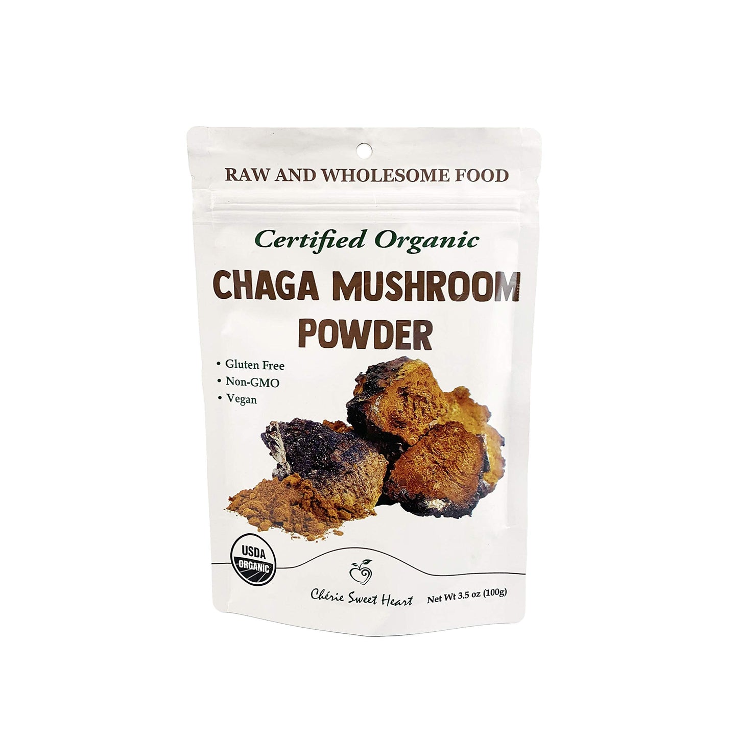 Cherie Sweet Heart Organic Chaga Mushroom Powder - 100% Pure, USDA Organic, 3.5 oz