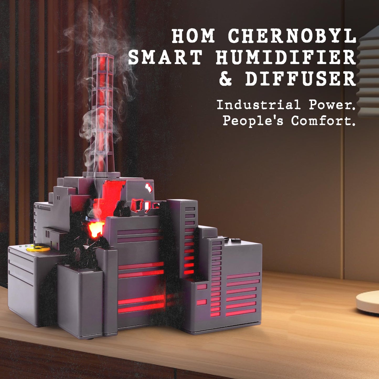 HOM Chernobyl Smart Diffuser & Humidifier – 250ML Ultrasonic Mist with 7 LED Lights, App Control, Auto Shut-Off