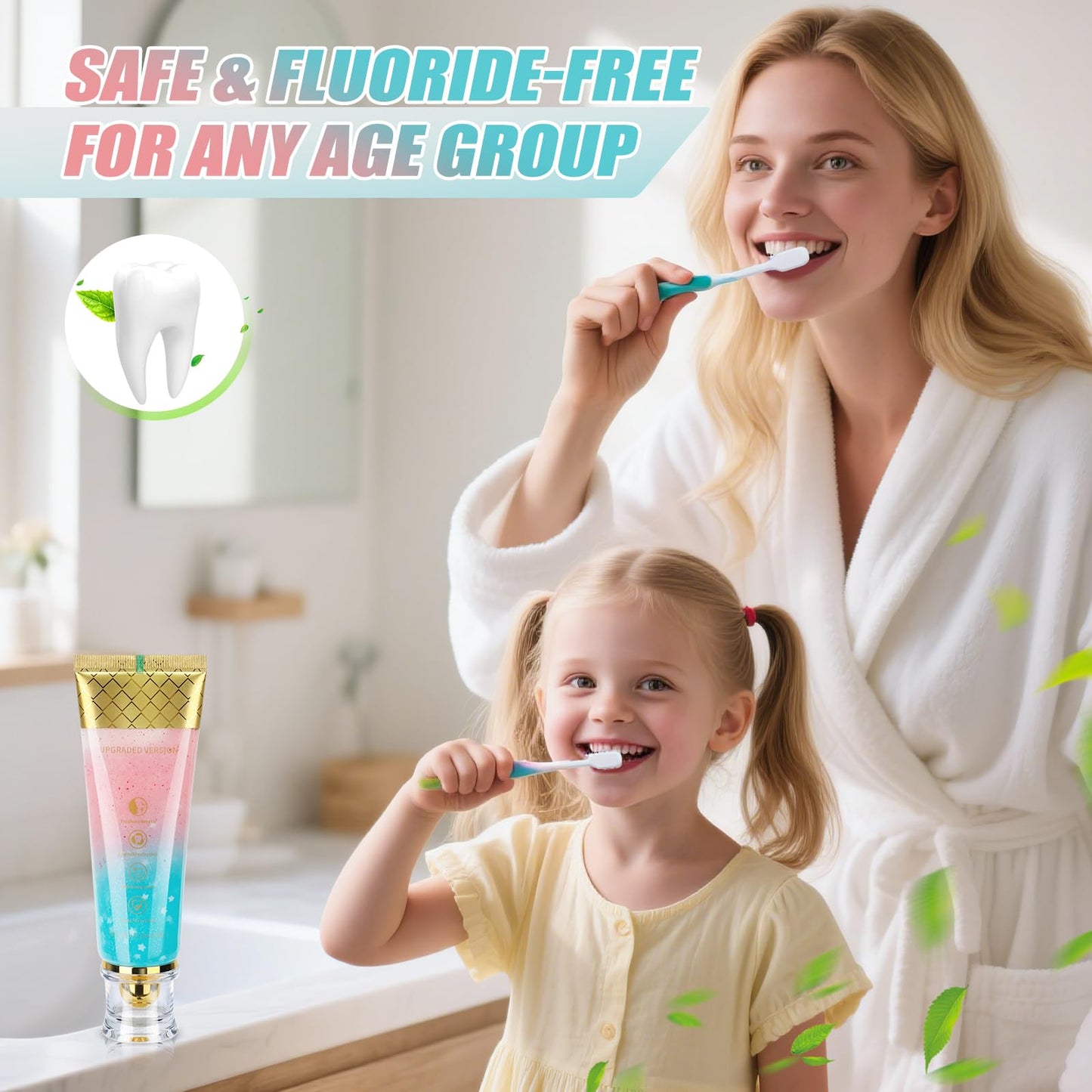 Niacinamide Whitening Toothpaste with Hydroxyapatite - Fluoride-Free, Enamel Protection, 24h Fresh Breath