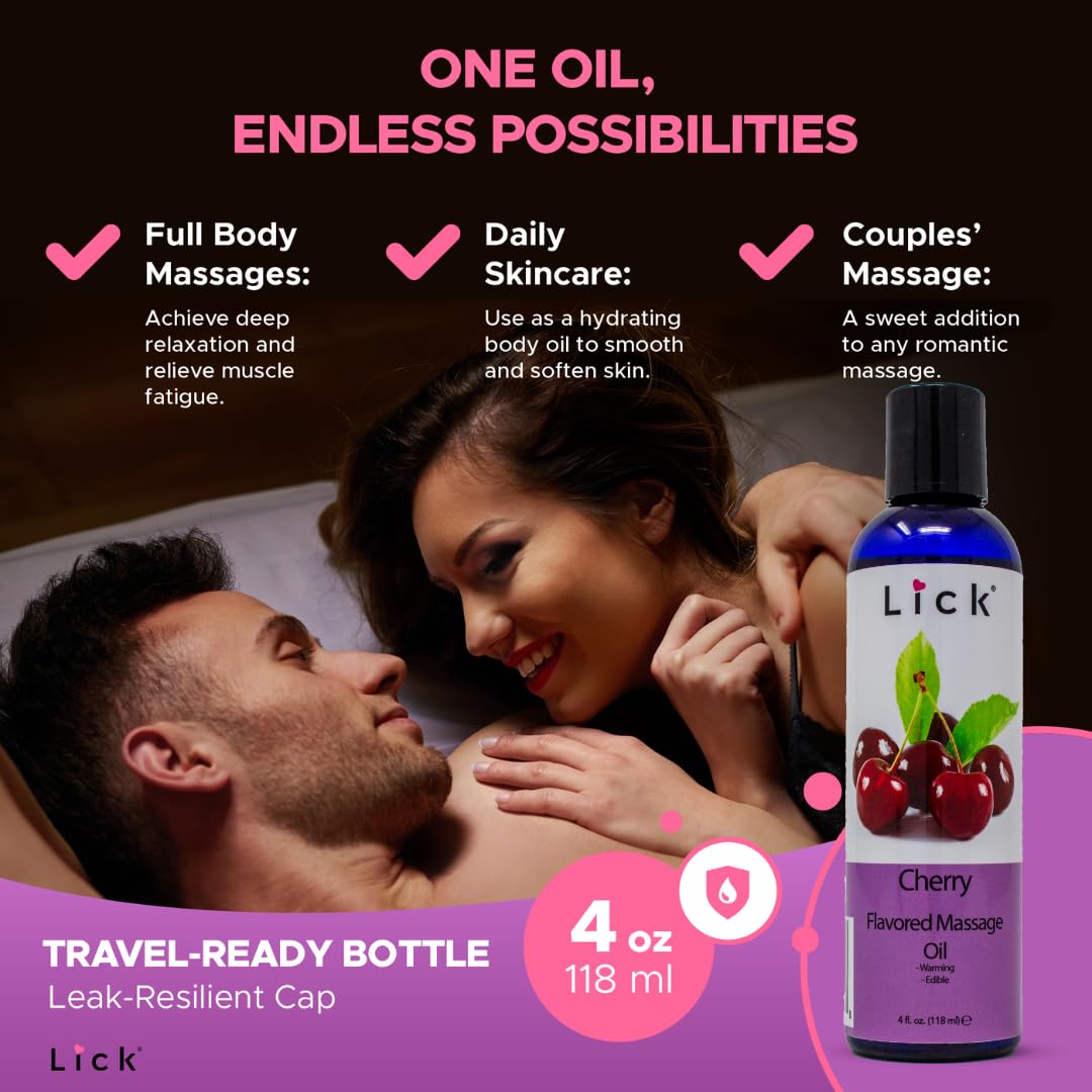 Cherry Flavored Massage Oil for Therapy – Aromatherapy & Vitamin E (4 oz)
