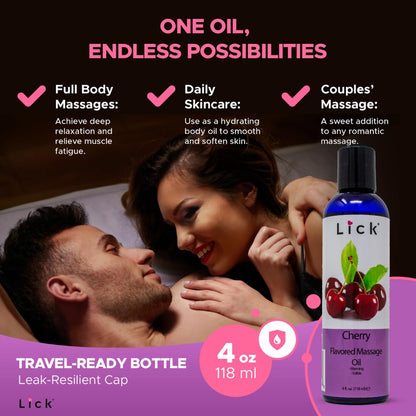 Cherry Flavored Massage Oil for Therapy – Aromatherapy & Vitamin E (4 oz)