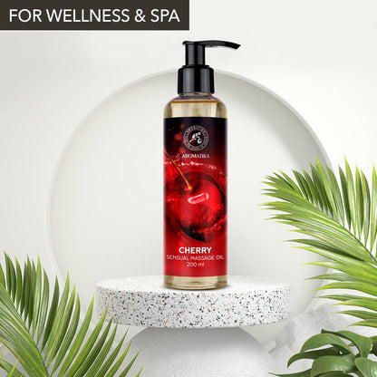 Cherry Sensual Massage Oil for Couples - Almond & Grapeseed Blend - 6.8 oz