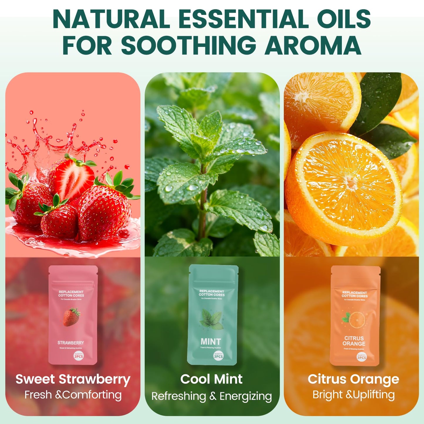 Chewable Silicone Aroma Sticks with Essential Oils for Stress Relief & Fresh Breath (Orange) – Improve Pen Biting & Smoking Habits