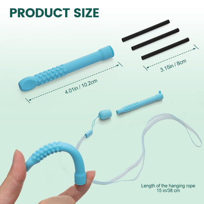 Chewable Silicone Aroma Sticks with Essential Oils – Stress Relief & Fresh Breath (Blue)