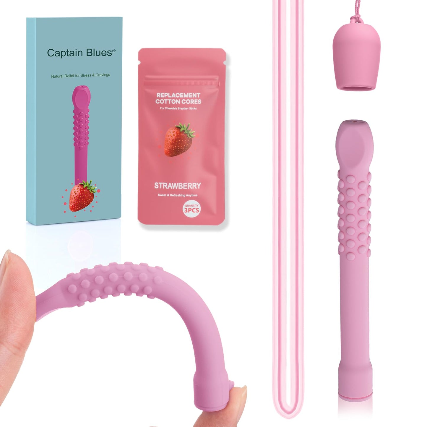 Chewable Silicone Aroma Sticks with Essential Oils – Stress Relief & Fresh Breath (Pink)