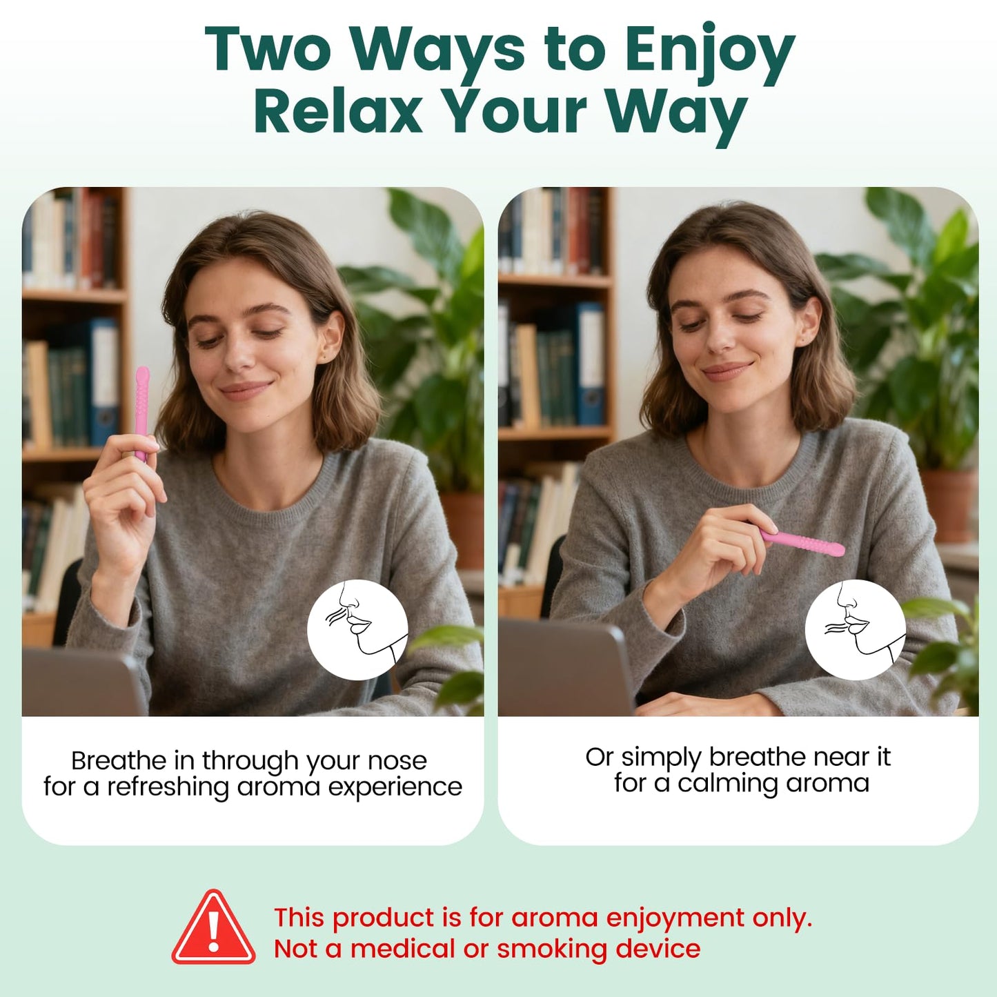 Chewable Silicone Aroma Sticks with Essential Oils – Stress Relief & Fresh Breath (Pink)