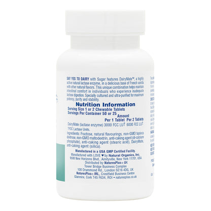 Natures Plus Say Yes to Dairy - 50 Chewable Lactase Enzyme Tablets