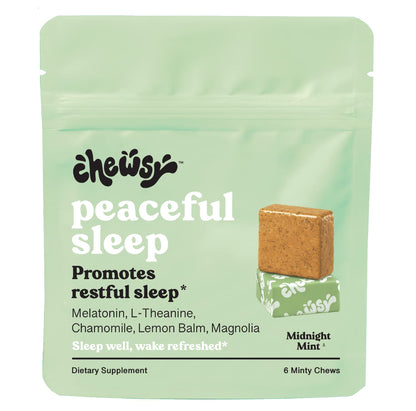 Chewsy Peaceful Sleep Chews - Sleep Support with 3 mg Melatonin, 200 mg L-Theanine, Chamomile & Lemon Balm | 6-Day Supply
