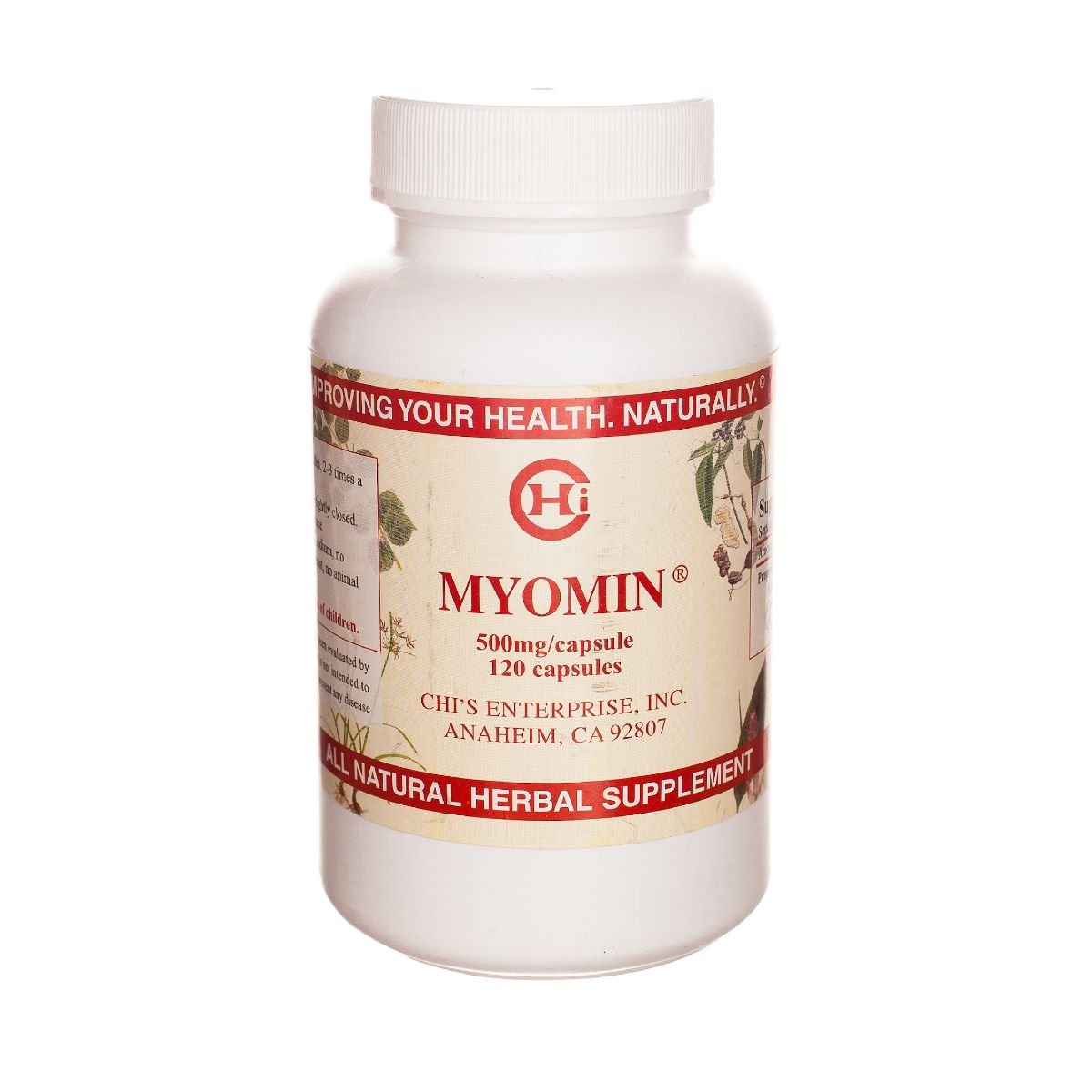 Chi's Enterprise Myomin 120-Capsule Bottle – 500 mg Each for Hormone Balance