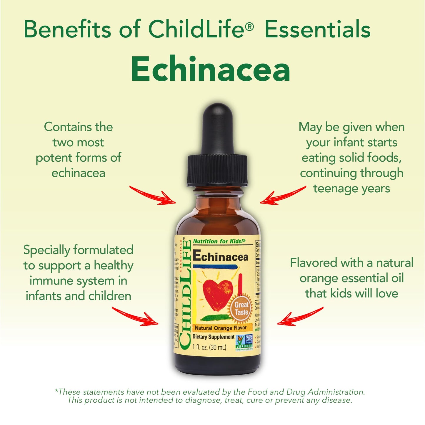 ChildLife Essentials Echinacea for Kids - Alcohol-Free Orange Echinacea Drops, 1 fl oz